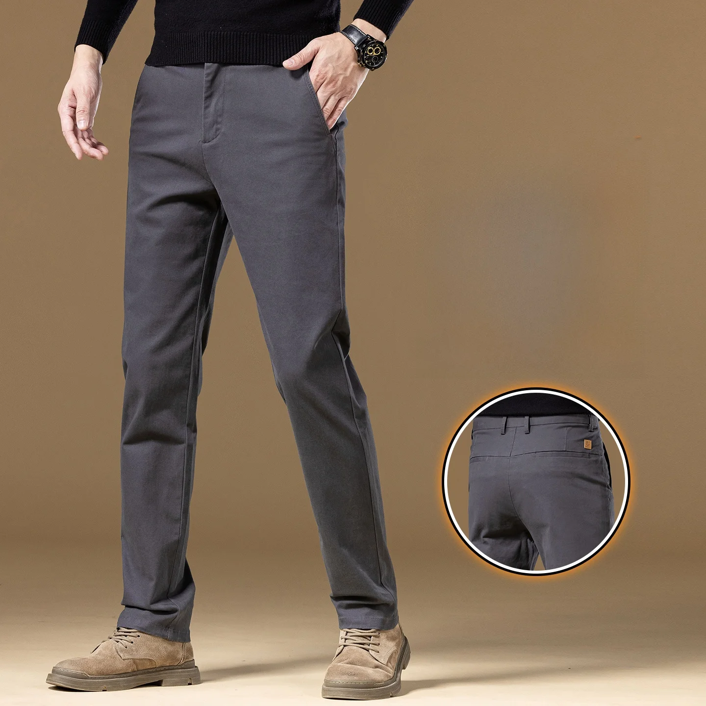 

Мужские повседневные брюки из чистого хлопка, осенне-зимние, приталенные, нейтральные, деловые, повседневные, не деформируемые, узкие