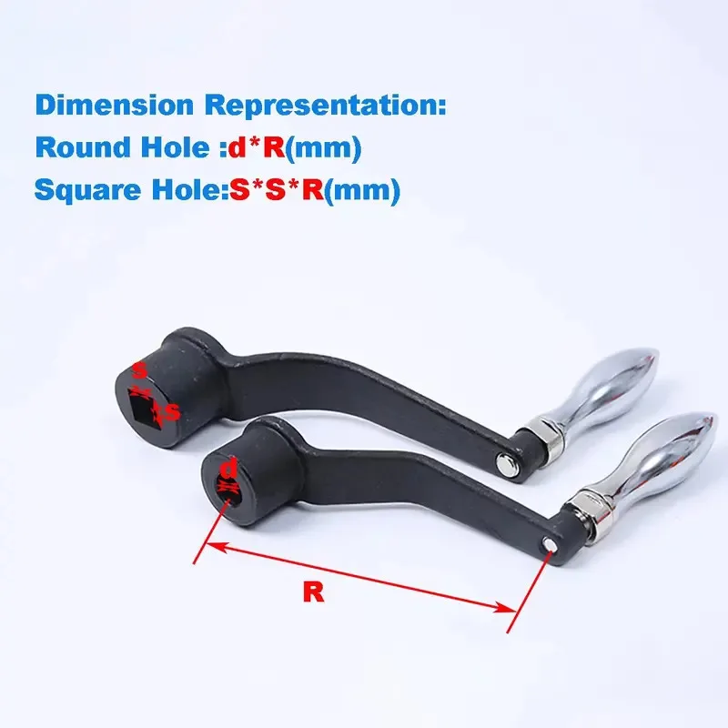 Heavy Duty Cast Steel Crank Handle Turn Handle Machine Handle with Square Round Bore