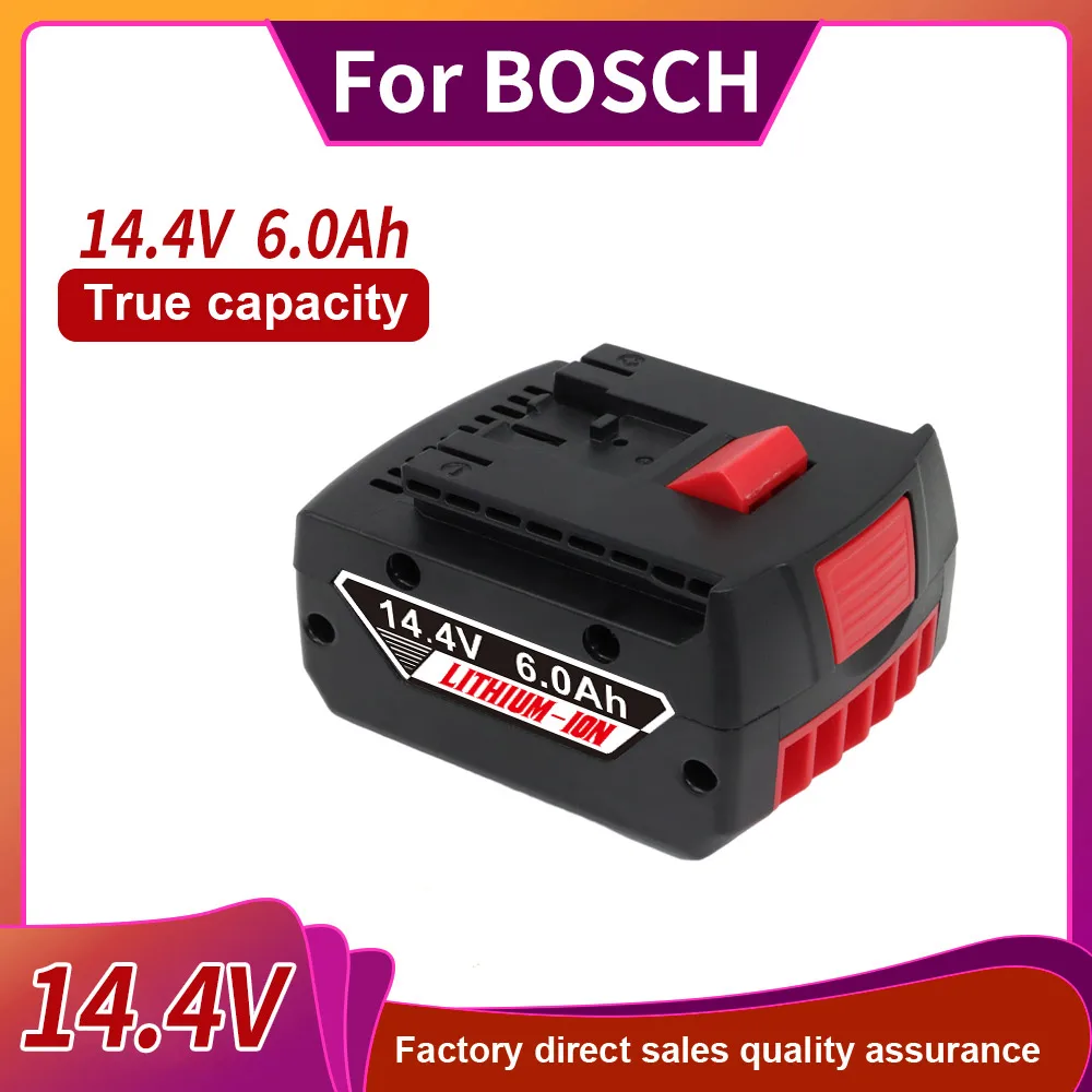 For Bosch 14.4V 6000mAh Latest Upgrade BAT614 Pack Electric Drill Screwdriver BAT607 BAT614G 40M+Charger Replace Li-ion Battery