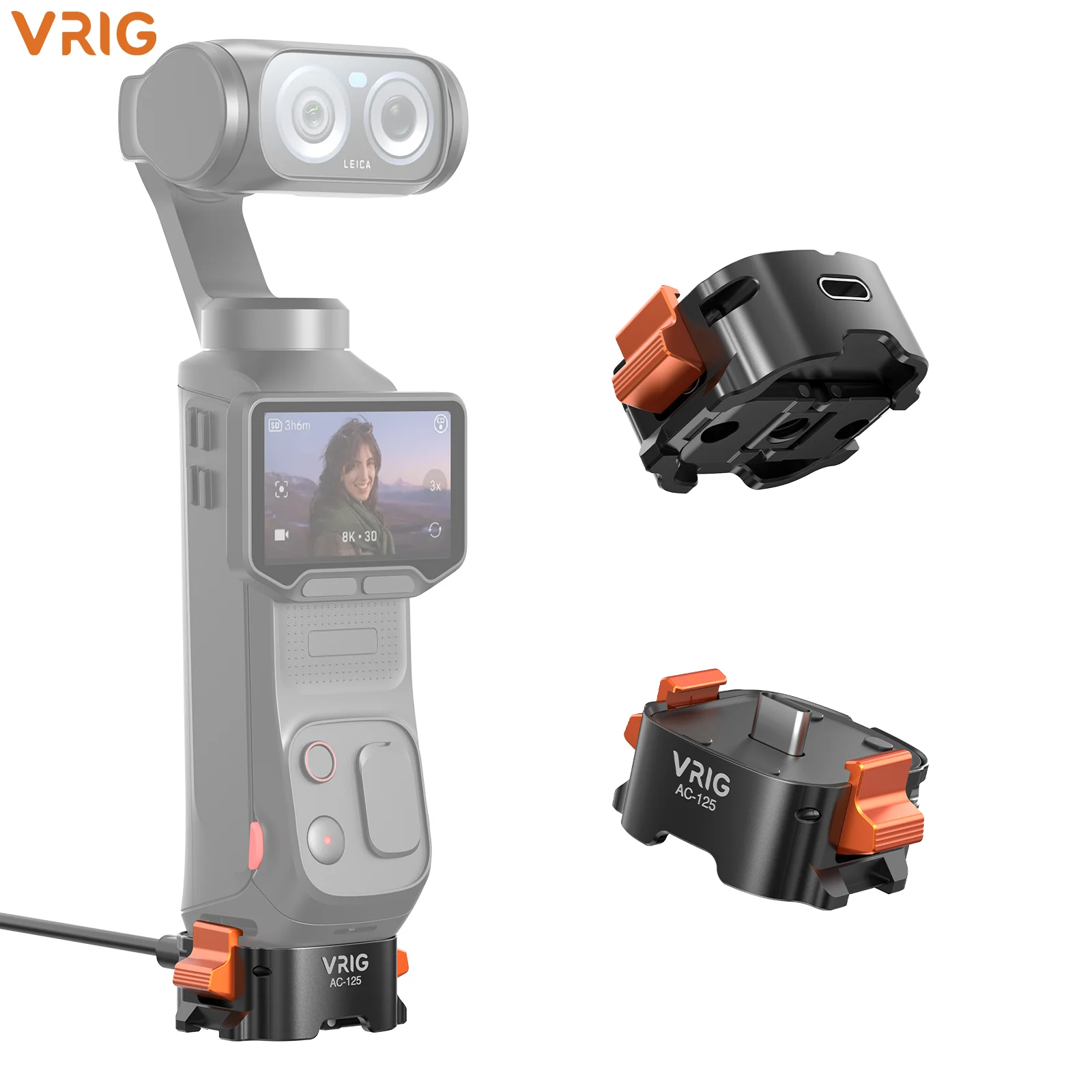 VRIG Fast Charging & Data Transfer Quick Release Base For Insta360 Luna Dual Claw Type-C GoPro DJI 1/4 Screw Mount