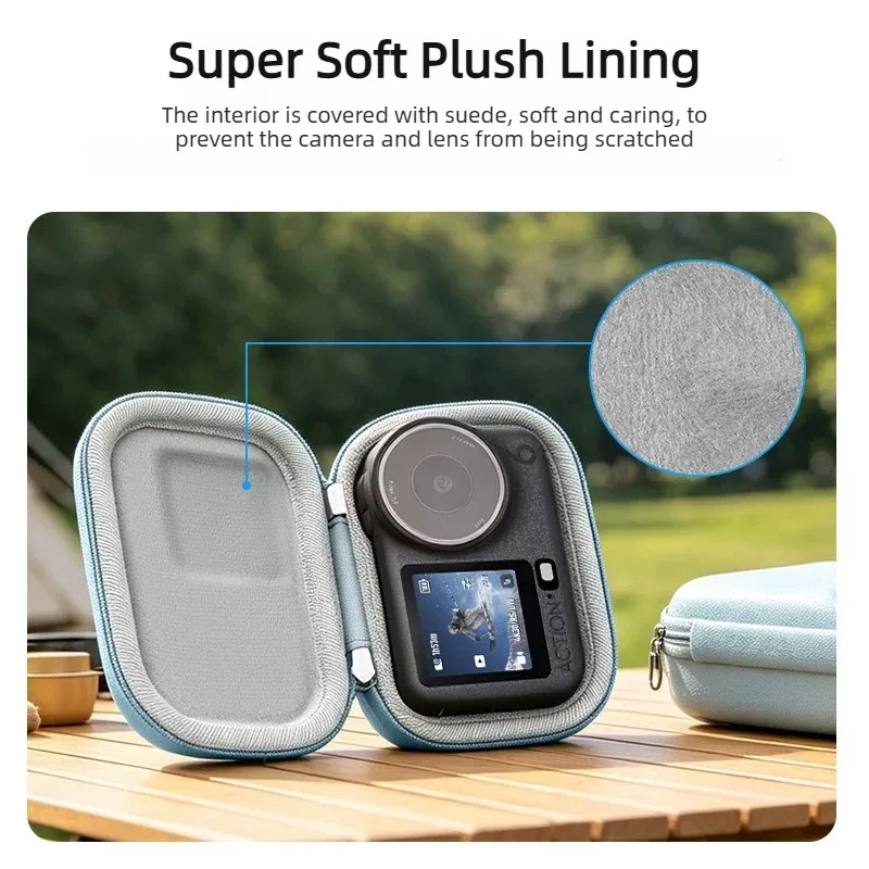 For DJI Action 6 Body Bag PU Velvet Thumb Camera Portable Bag Travel Carrying Box For DJI Action 5Pro 4 3 Mini Storage Bag