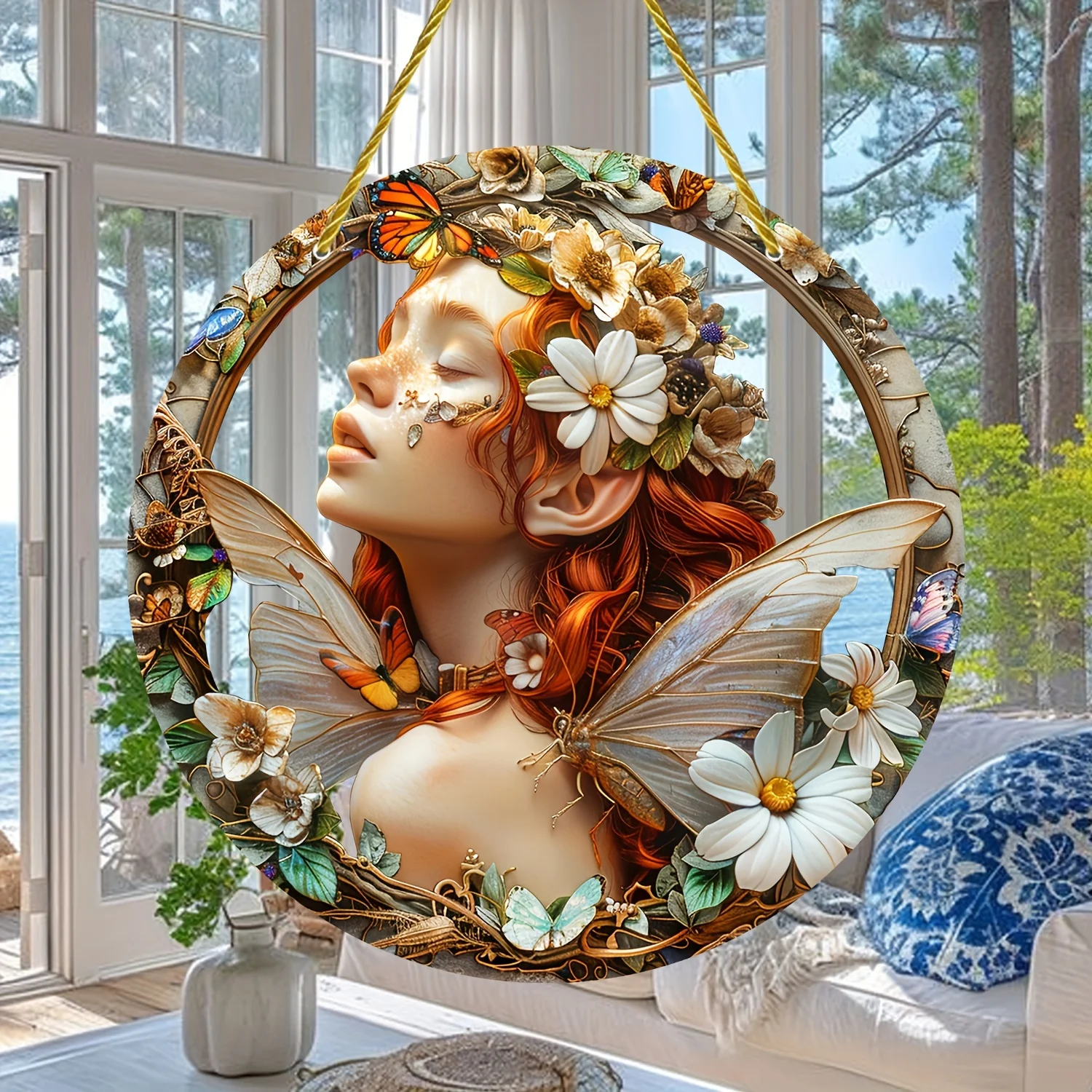 

Boho Style Acrylic Decorative Sign&Plaque with Elves Theme-Wall Hanging Butterfly Fairy Design,Ideal Gift for Mother,Lover