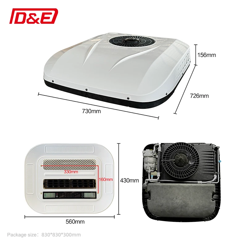 12v 24v Roof Top Integrated Parking Air Conditioner For Truck RV Campervan Led Light APU Brushless Fan High Cooling Capacity