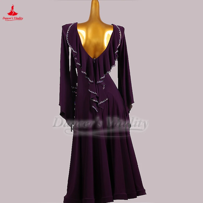 여성 사회 댄스 전문 경쟁 드레스 성인 왈츠 폭스트롯 퀵 스텝 연습 및 공연 의류 사용자 정의