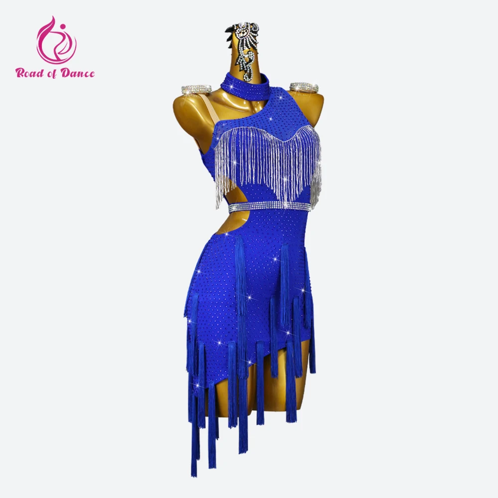 Blue Latin Dance Dress Women Practice Clothing Dancewear Sexy Skirt Ball Competition Suit Elegant Party Costume Sports Line Wear - Image 3