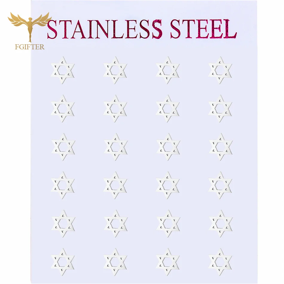 12 Pairs Stainless Steel Stud Earrings Set Judaism The Seal Of Solomon Star of David Design Women Jewelry Wholesale Cheap Resale