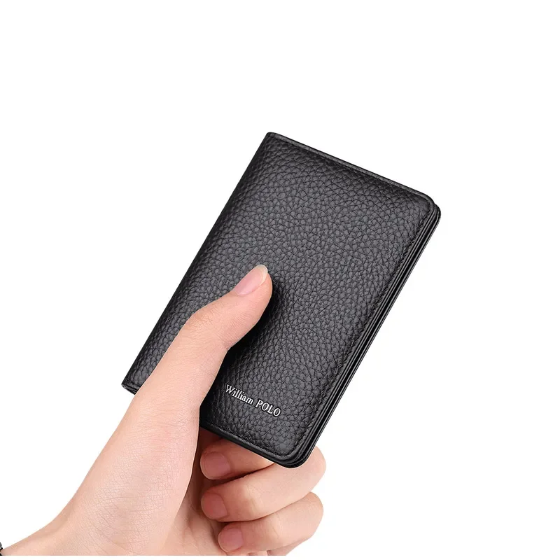 Men Card wallet small purse Mens Business Genuine Leather Luxury Brand Credit Card Holder thin wallets slim design