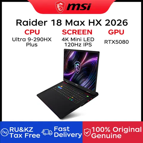 2026 MSI Raider 18 Max HX Gaming Laptop 18 Inch 4K Mini LED 120Hz IPS Screen Netbook Ultra 9-290HX 32GB 2TB RTX5080 Notebook PC