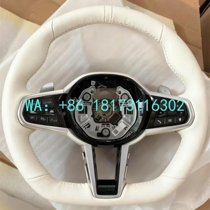 China Plant 2026 M Performance White Leather Steering Wheel  G30 G31 G32 X3 G01 X4 G02 M2 G87 M3 G80 M4 G82 G42 G20 LCI M