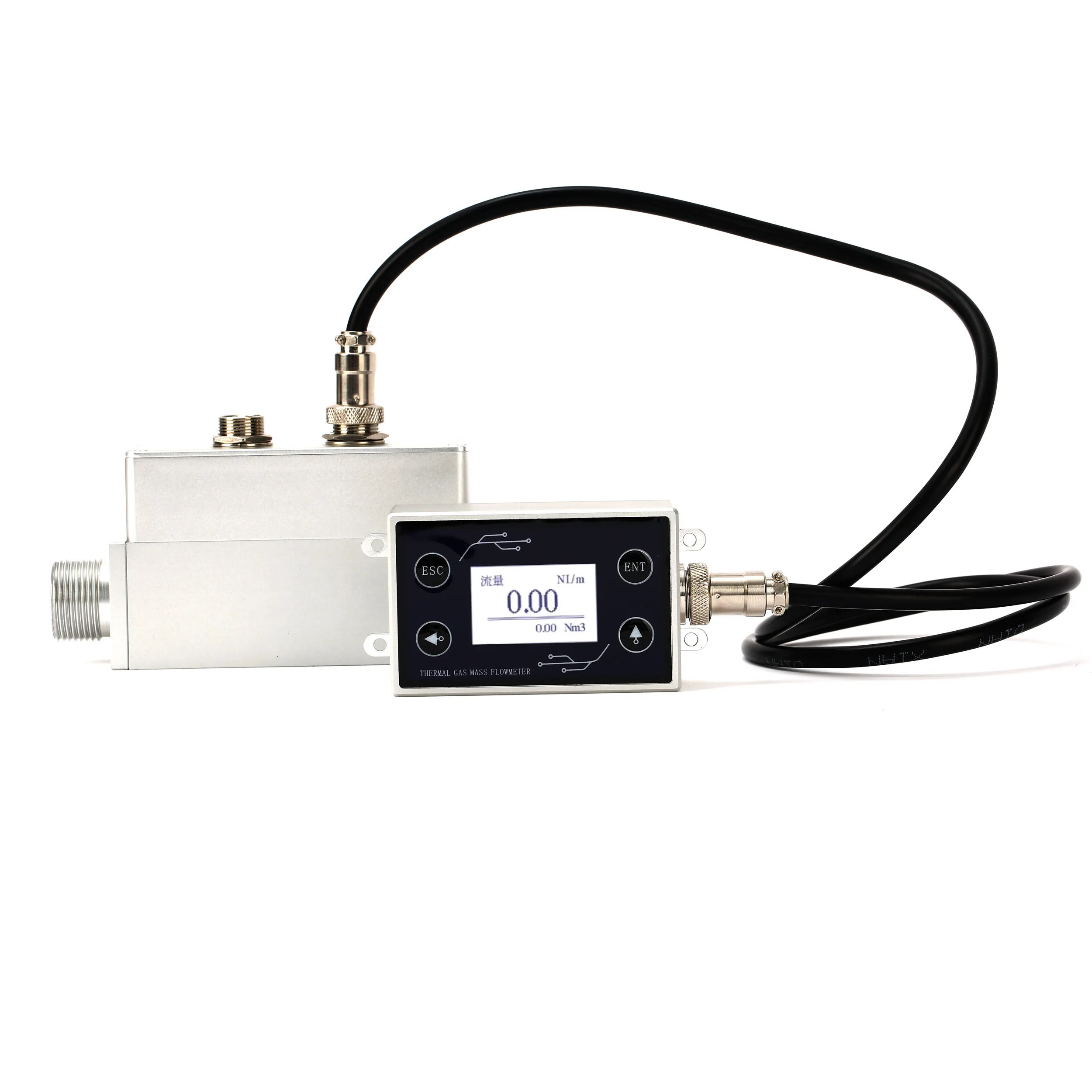 ESMX02 Medical Split Oxygen Flow Sensor , LCD Display O2 Thermal Gas Mass Flow Meter with DC15-24V