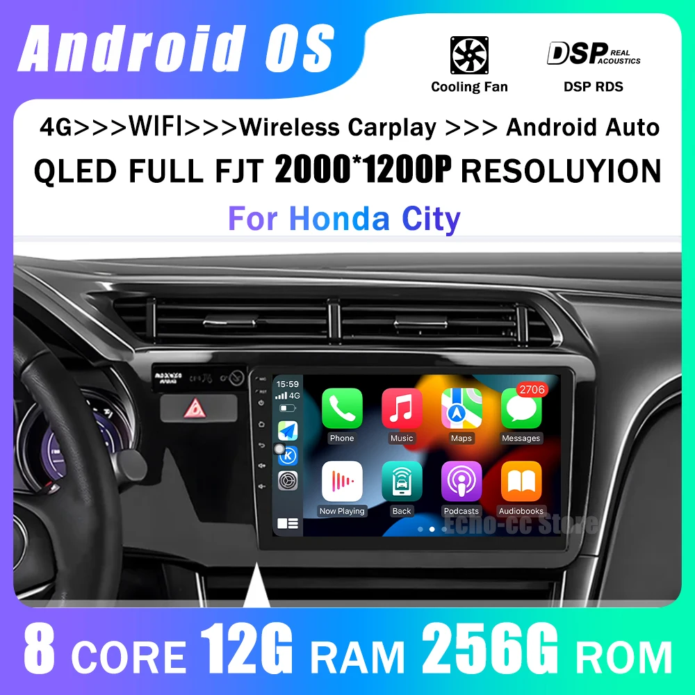 

Android 14 for Honda City 2014 2015 2016 2017 2018 2019 Car Radio GPS Navi DSP IPS QLED Screen Car Player WIFl BT 4G Head unit