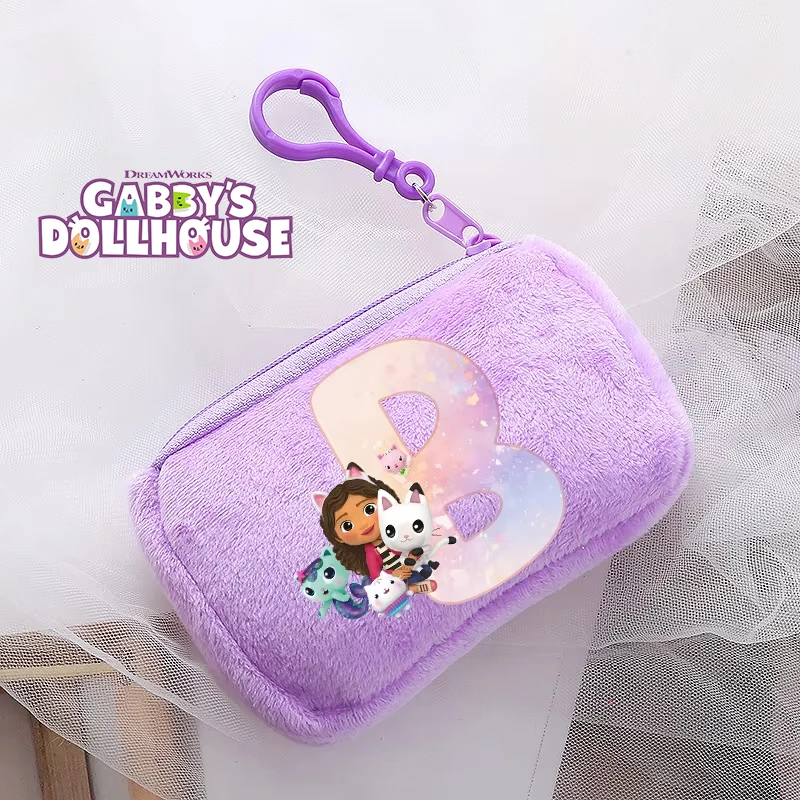 

Gabby Dollhouses Plush Coin Purse Girl Purple Wallet Cute Letters A-Z Anime Portable Woman Card Wallet Kids Kawaii Mini Bag Gift