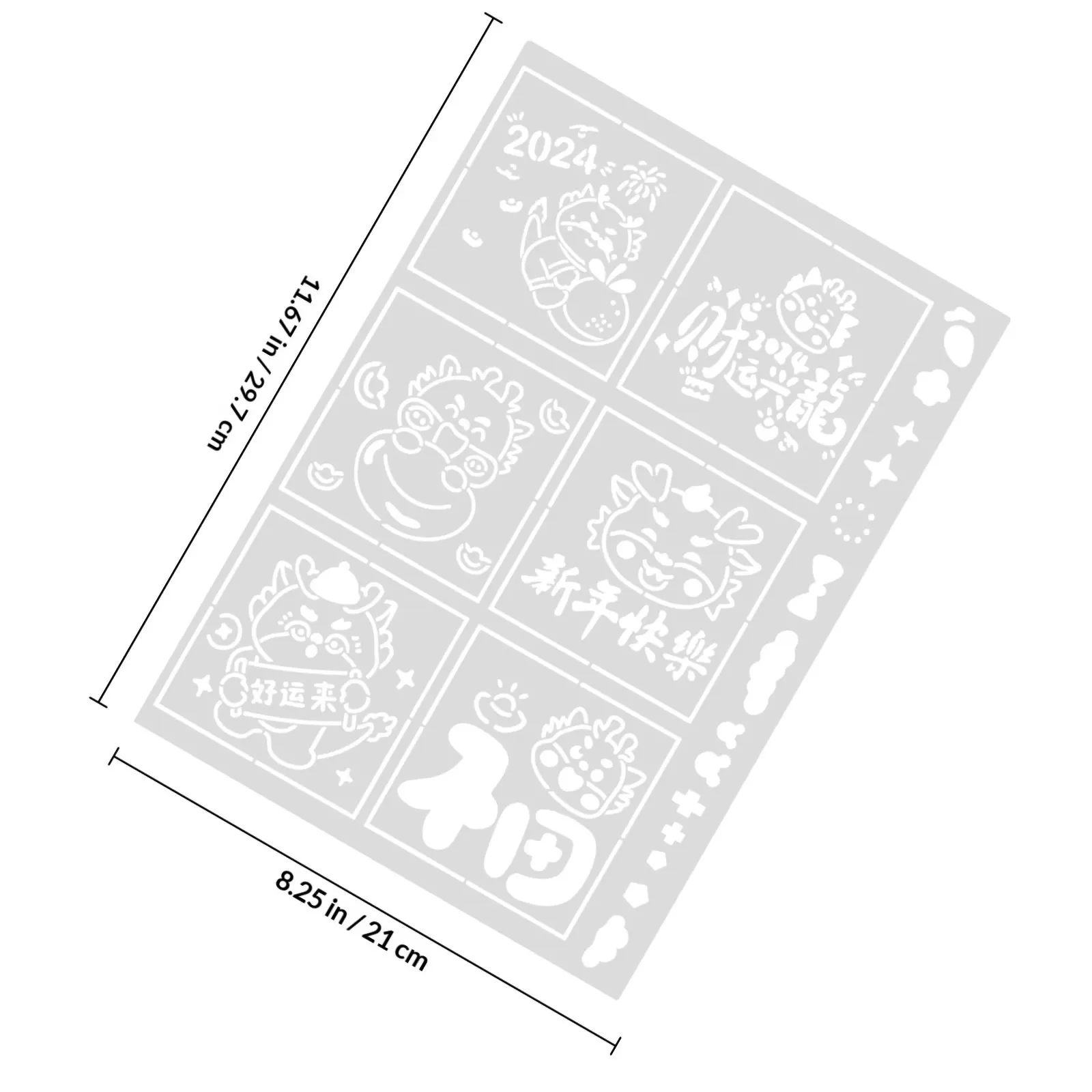 New Year Painting Stencil Template Reusable Pet Crafts Drawing Mold for DIY Scrapbooking Planner Gift Making Art Painting