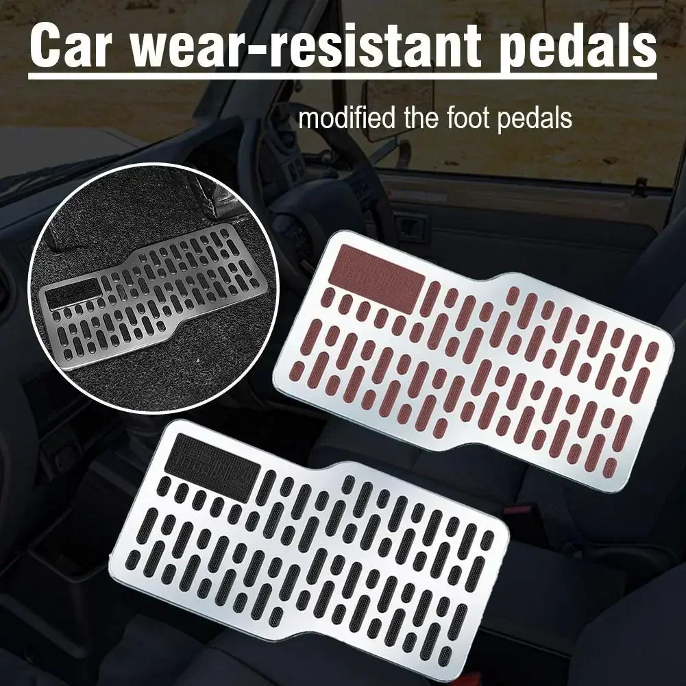 1PC Auto Footrests Non-Slip Stainless Steel Pedals Plate Floor Mat for Truck SUV Black Beige Brown Car Pedals Accessories