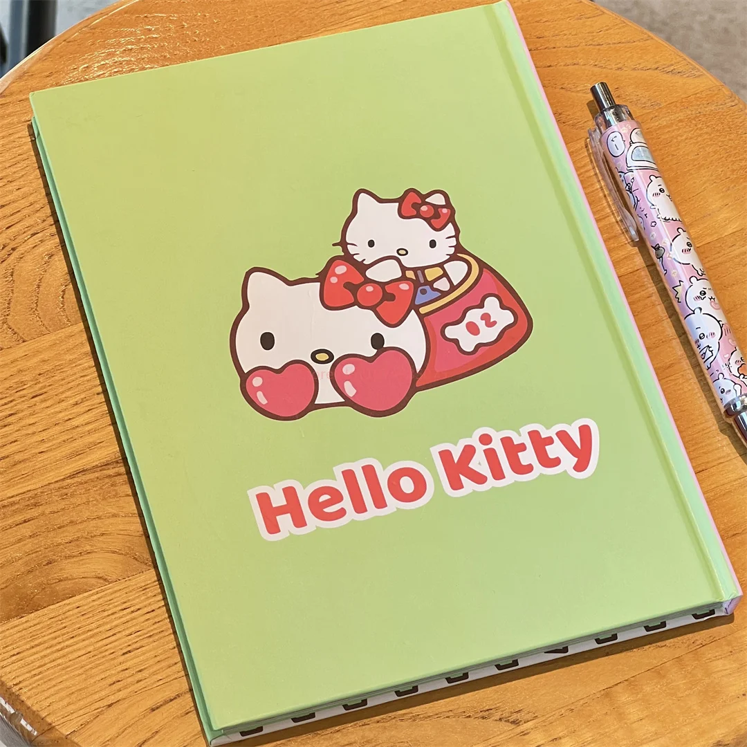 Notebook cangkang keras Anime Miniso Sanrio Hellokitty A5 Notebook warna halaman dalam Diary Draft Notepad alat tulis siswa