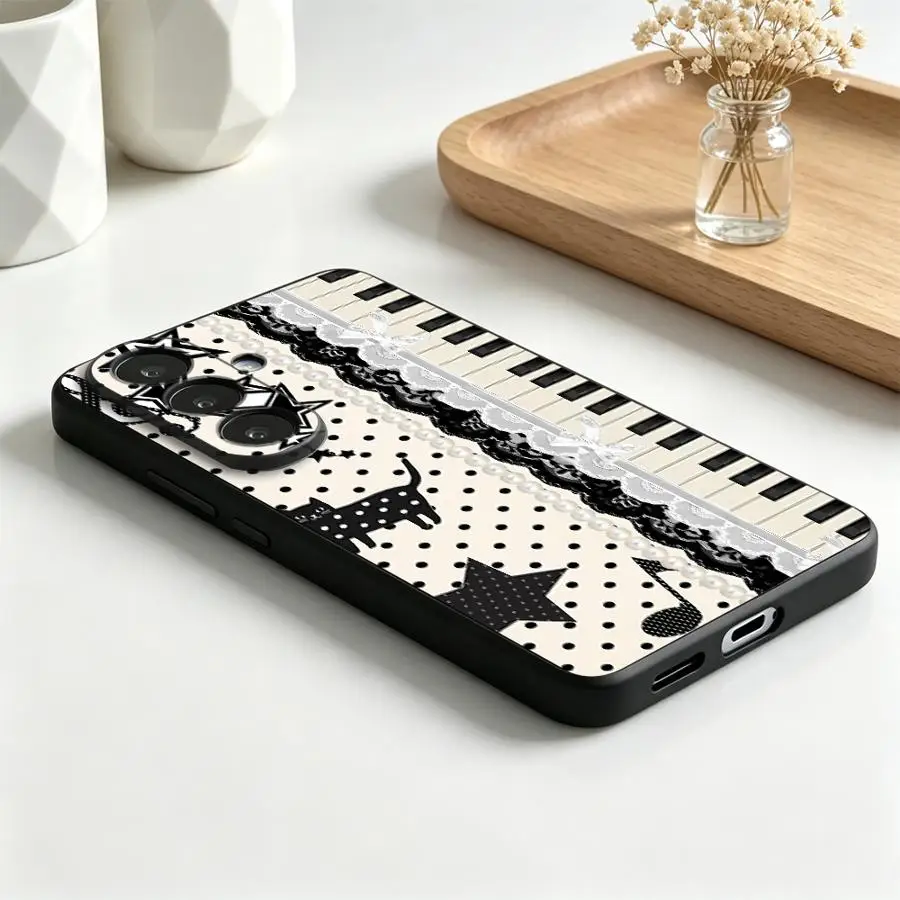 Phone Cover Case for Samsung Galaxy A57 A05 A73 A51 A06 A15 A25 A16 A37 A23 A53 A17 A55 A12 A41 A52 A36 A70 A13 A50 Lace Piano