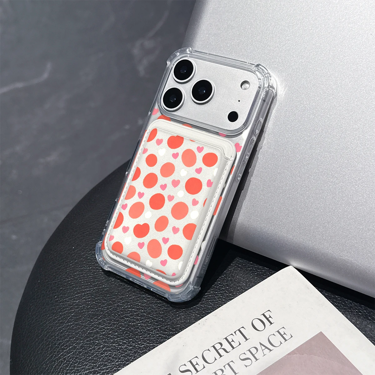 Red Heart Dot Print Phone Case For iPhone 17 16 15 14 13 Pro Max Plus Wallet Pocket Transparent Soft TPU for Magnetic Phone Case view 5