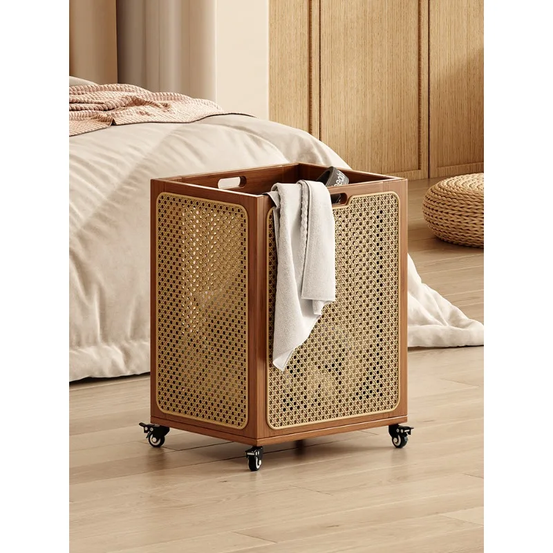 Yoga mat high-value clothes basket removable with wheels woven basket