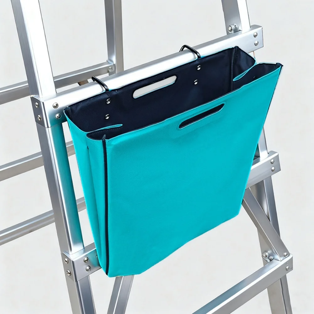 Multi-Compartment Telescoping Ladder Tool Bag with Secure Elastic Bands 40x40x30cm Blue 600D Oxford Construction