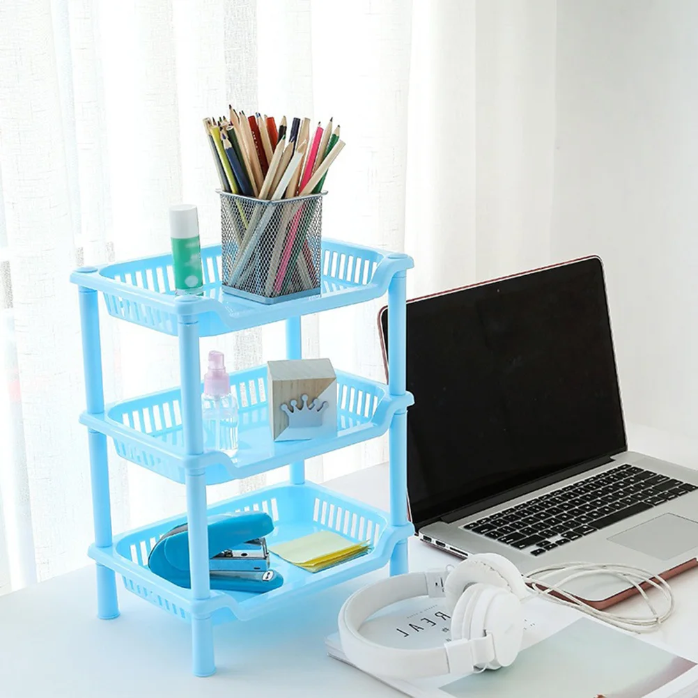 

3-Layer Detachable Triangle Storage Rack Blue Bathroom Kitchen Organizer Space Saving Shelf Holder For Home Storage Use