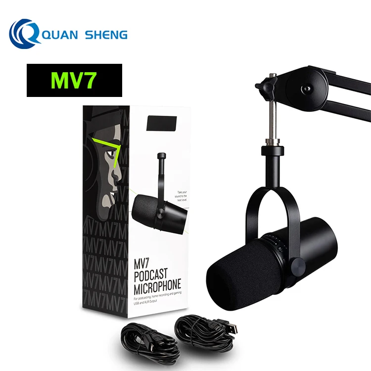 

MV7 Professional Studio Recording Mic Cardioid Vocal Microphone USB Metal Dynamic Podcasting Wired Microfone for Live Streaming