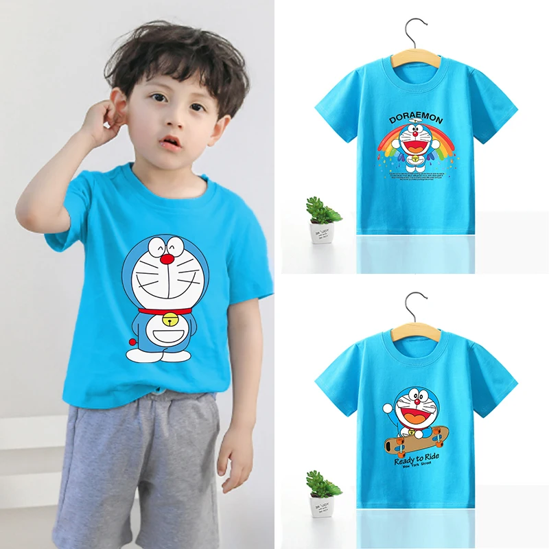 Doraemons Children T Shirt Girl Boy Summer Clothes Baby Cotton Tee Shirts Print Short Sleeve Kid Tops Toddler Anime Tees Gifts