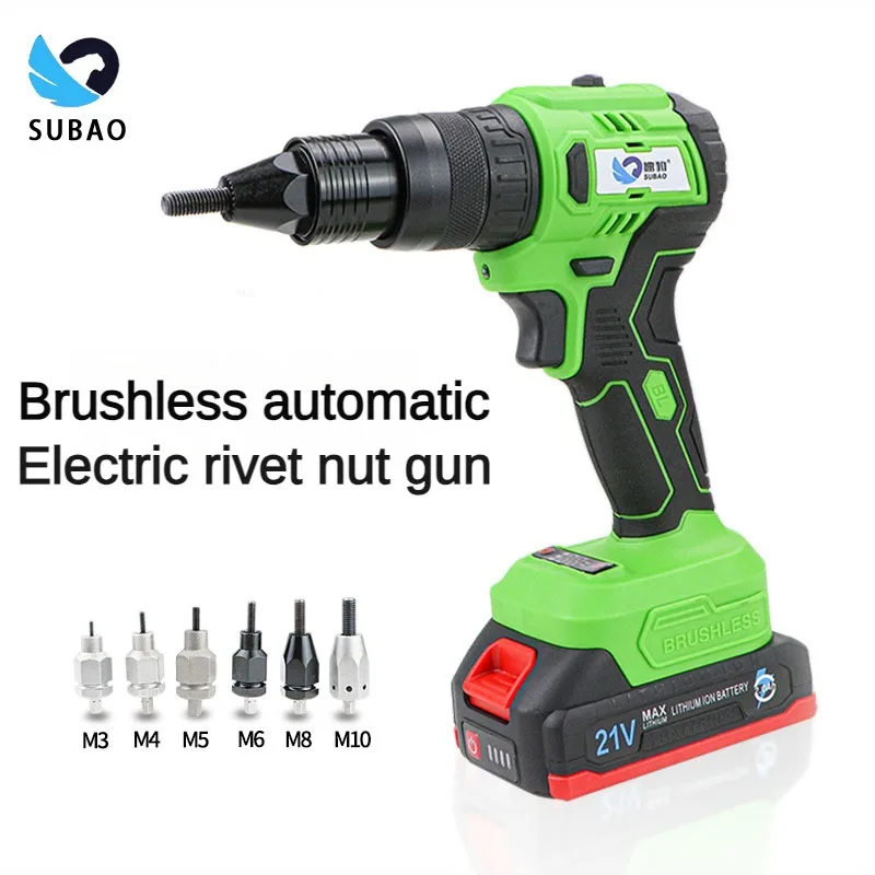 

SUBAO S88 21V Brushless Automatic Rivet Gun 5 Sections 2.0Ah Intelligent Digital Display Rivet Gun Suitable For M3-M10 Nuts