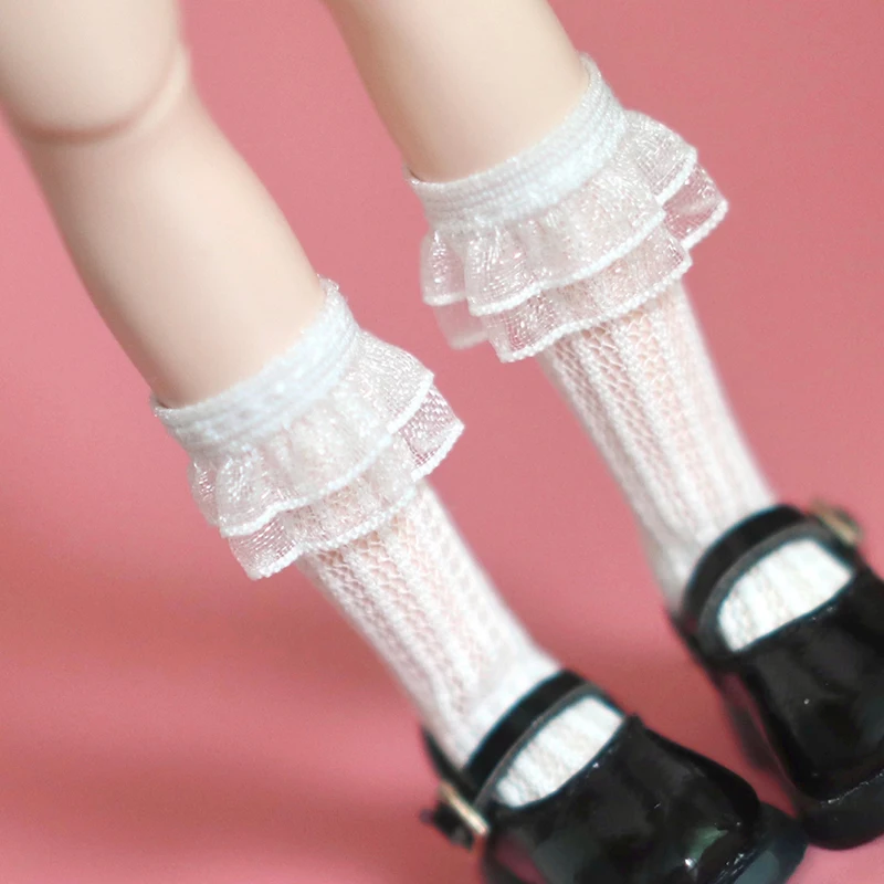 Un paio di calzini di pizzo bambola Blyth carino calzino lungo bianco per Blythe Barbie Licca Azone OB24 1/6 bambole accessori regali per bambini