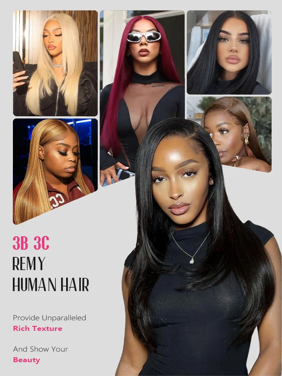 Peruca Frontal de Renda HD Transparente 360 5x5 13x6 13x4, Cabelo Humano Brasileiro Preto 1B, Liso Extremo, 40 Polegadas de Comprimento, 200% Alta Densidade, Pré-arrancada, Cor Natural, Para Mulheres