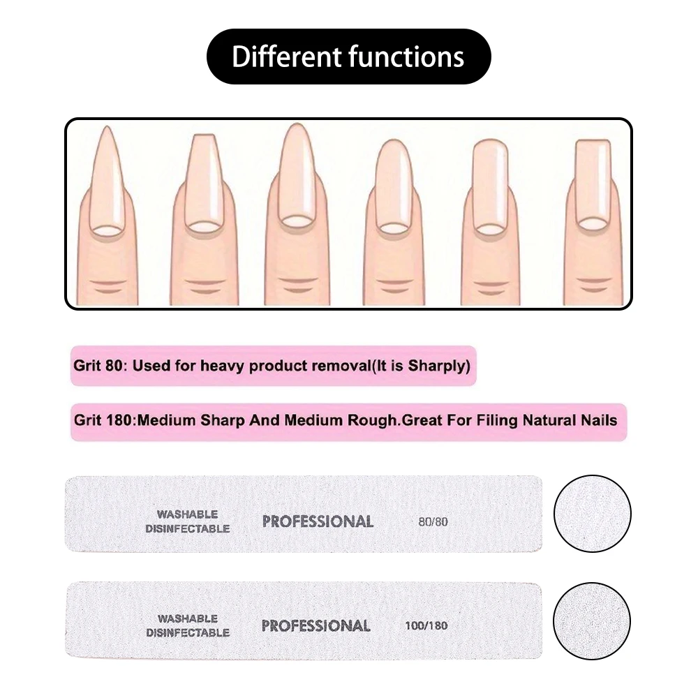 5/25 قطعة ملف الأظافر المربع المهنية 80/80 100/180 الصنفرة الجير أ Ongle الرملي تلميع الملفات معدات الأظافر مانيكير #5