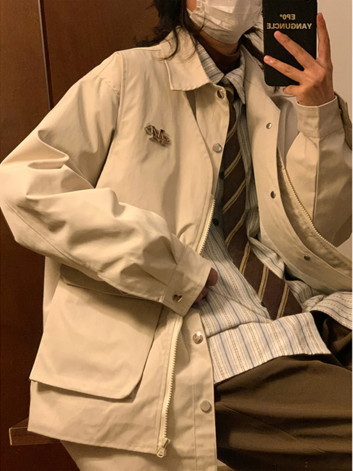 

American Retro Workwear Jaet Men's Trendy Casual Autumn 2024 New Sle Haome Streetwear Outerwear Couple's Loose Fit