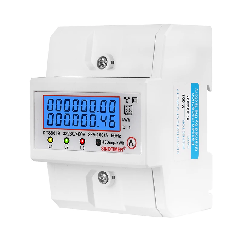 Dgital Wattmeter 100A 380V AC Three Phase Energy Meter Temporary kWh Can Be Reset Power Voltage Current