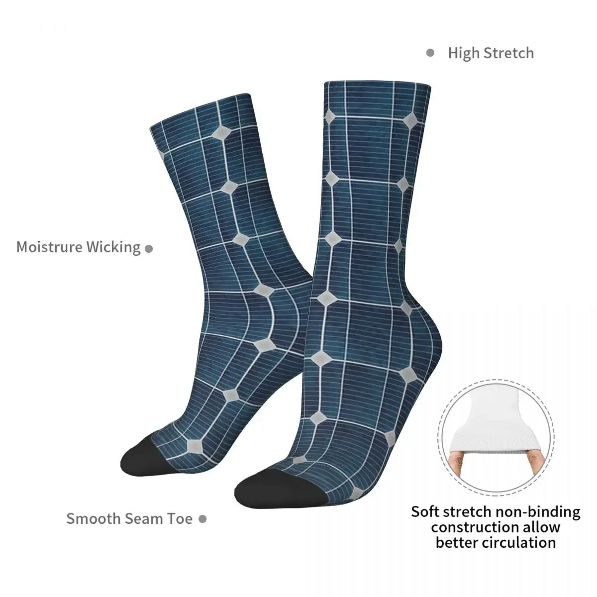 Solar Panel Socks Harajuku Sweat Absorbing Stockings All Season Long Socks Accessories for Unisex Gifts