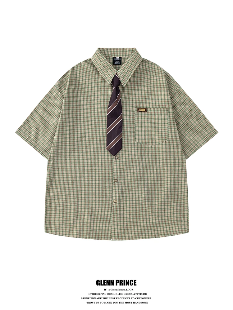 

GPstudio Vintage Men's Short Sleeve Shirt Casual Design Summer Tie Couple's Shirt Breathable Polyester Cotton Blend