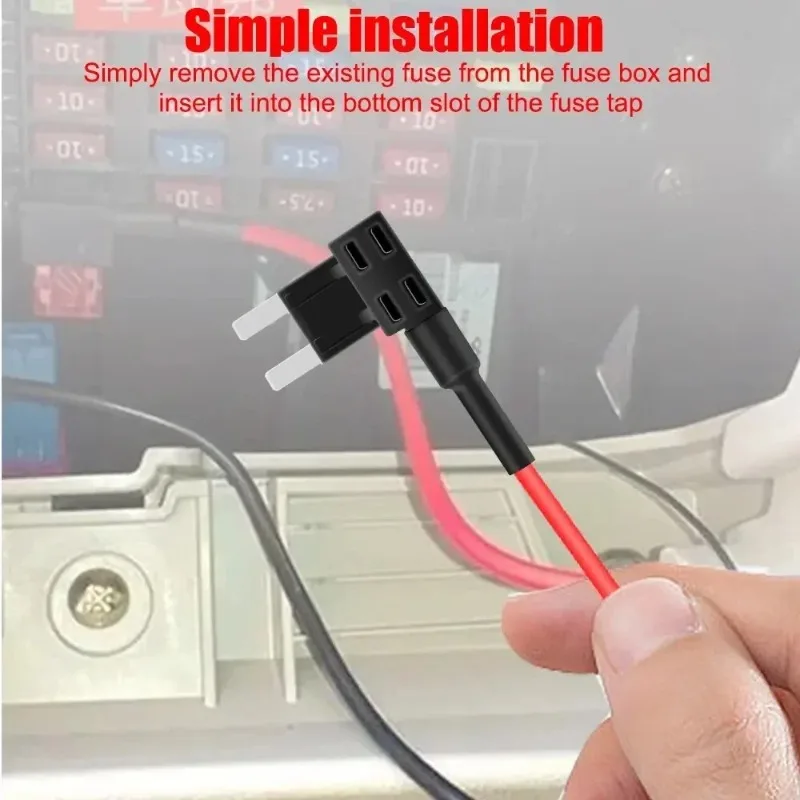 Add-a-Circuit Fuse Tap Adapter 5Pcs, Low Profile Mini Blade 12V-24V Car Fuse Holder ATM APM, 20A Rated, for Auto Accessories