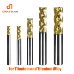 Dreanique 1pc 4 Flutes Carbide Flat Spiral End Mill Specially for Titanium and Titanium Alloy 4 6mm 8mm Shank Cnc Milling Cutter