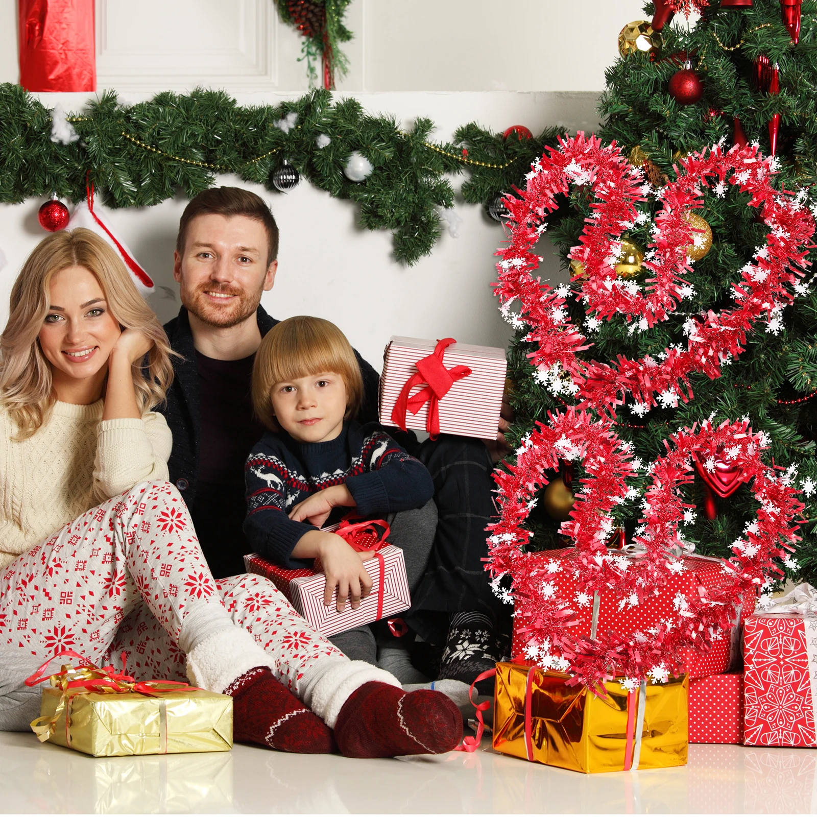 5개 크리스마스 장식 테슬 가랜드 매우 긴 밝은 색상의 크리스마스 트리 벽 문 파티 축제용 펜던트