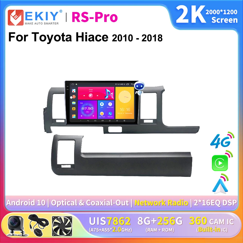 

EKIY 2K Screen CarPlay Radio For Toyota Hiace 2010 - 2018 Android Auto 4G Car Multimedia GPS Player Autoradio Stereo Navigation