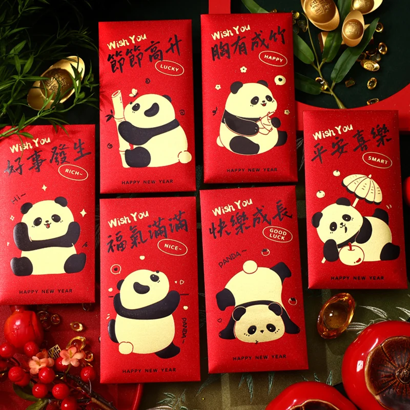 6Pcs Chinese Snake Year Red Packet Creative Cartoon Cute New Year Red Envelope Spring Festival Lucky Money Packets Gifts