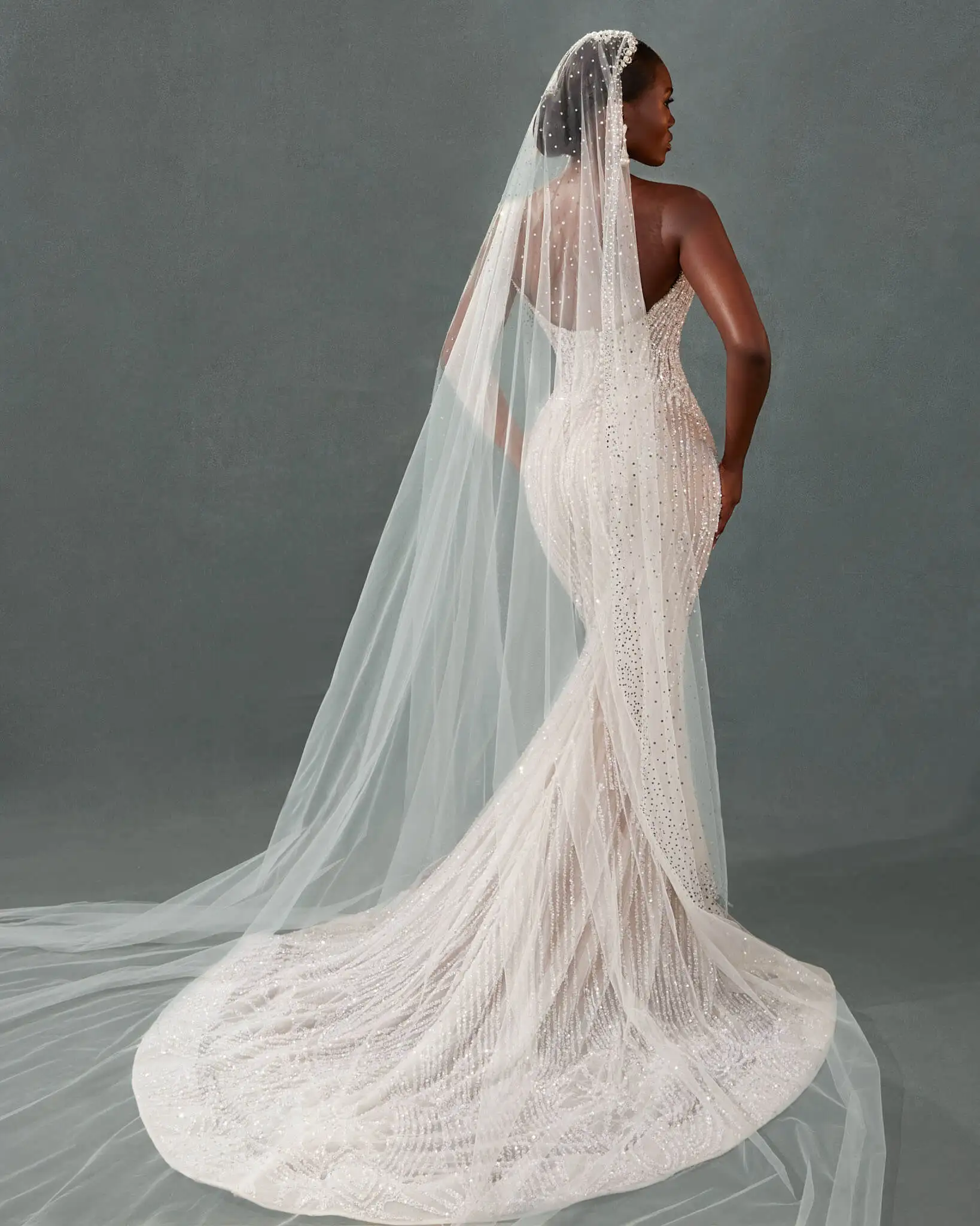 Stylish Sequins Wedding Dresses Strapsless Bridal Gowns with Detachable Train Backless Mermaid Customized Vestidos De Novia