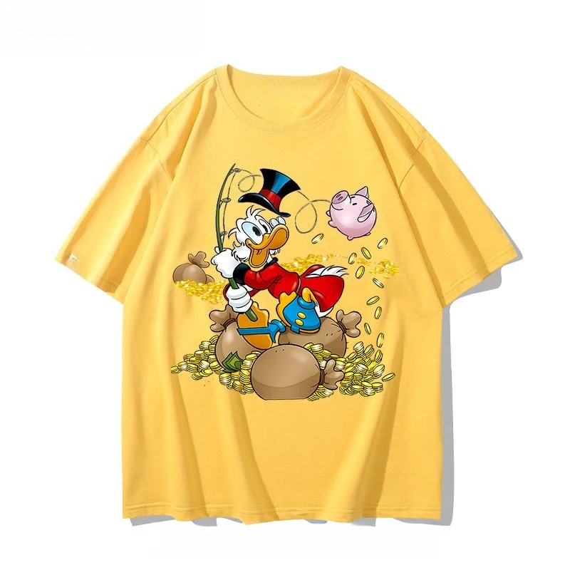 

Scrooge McDuck Disney American Animation Donald Duck Cotton T-shirt Classic New Summer Men's and Women's Short Sleeve