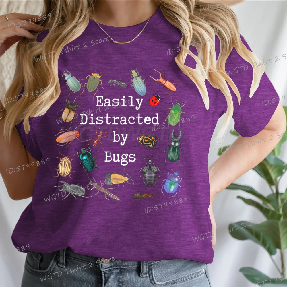 Camiseta con cuello redondo y estampado de insectos para mujer, camiseta de manga corta Entomo, regalos informales para amantes de la entomología, camiseta femenina
