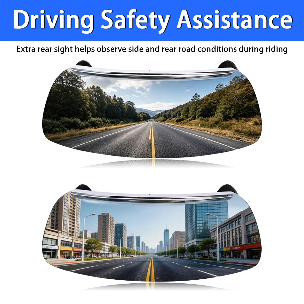 180° Ultra Wide Angle Panoramic Blind Spot Mirror Universal Rear View Auxiliary Mirror For Motorcycles With Front Windshield