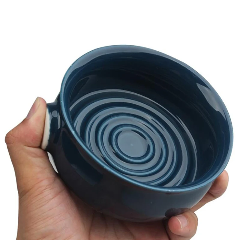 Gốm Cạo Râu Xà Phòng Bát Cho Nam, Chống Trơn Trượt Tay Cầm Miệng Rộng, Công Suất Lớn, dễ Dàng Hơn Để Tạo Bọt, Xanh Đen, Xanh Dương