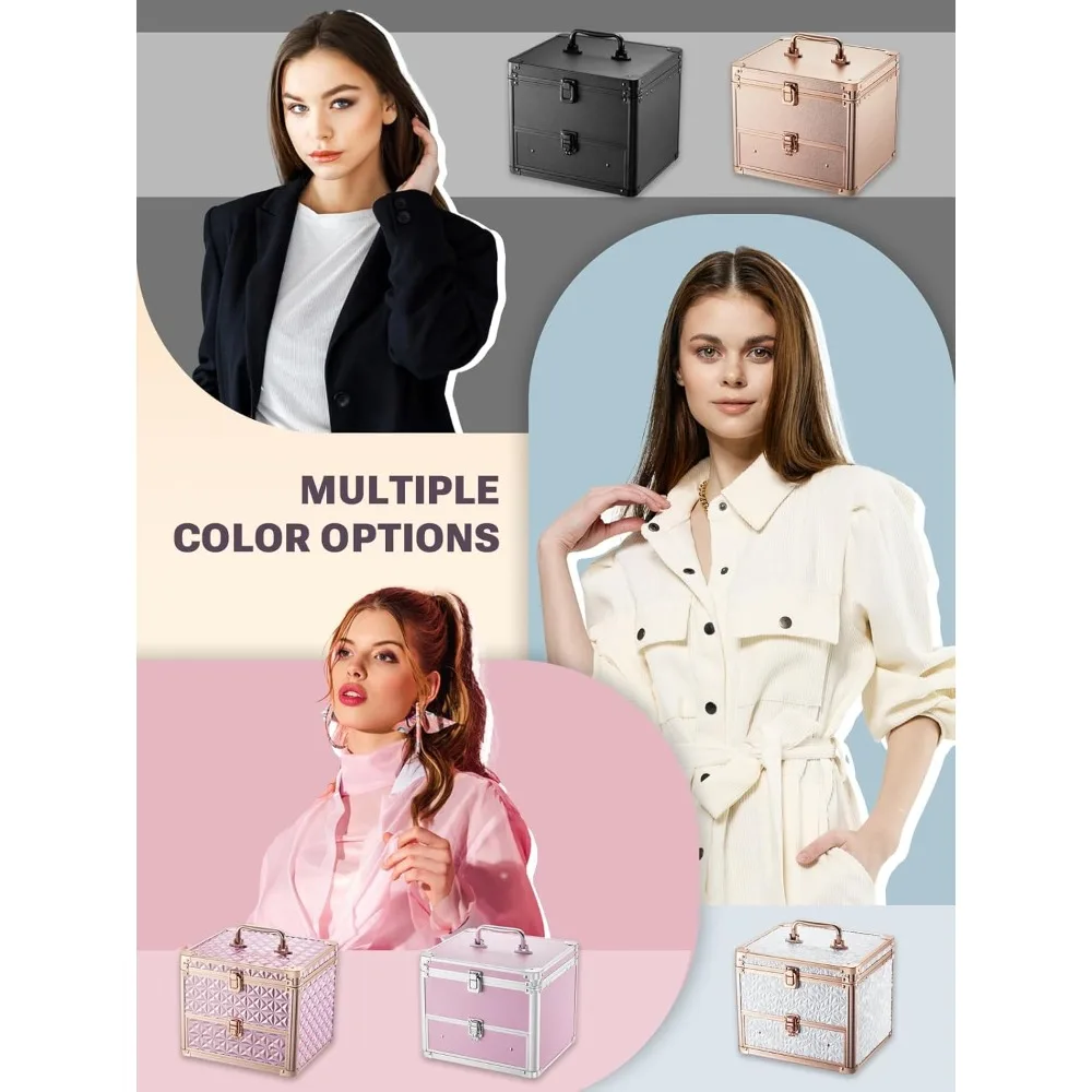 صندوق مكياج Qislee مع درج ومرآة مضاءة قابلة للفصل، وحقيبة تدريب للسفر مقاومة للماء، ومنظم مستحضرات التجميل والمكياج #6