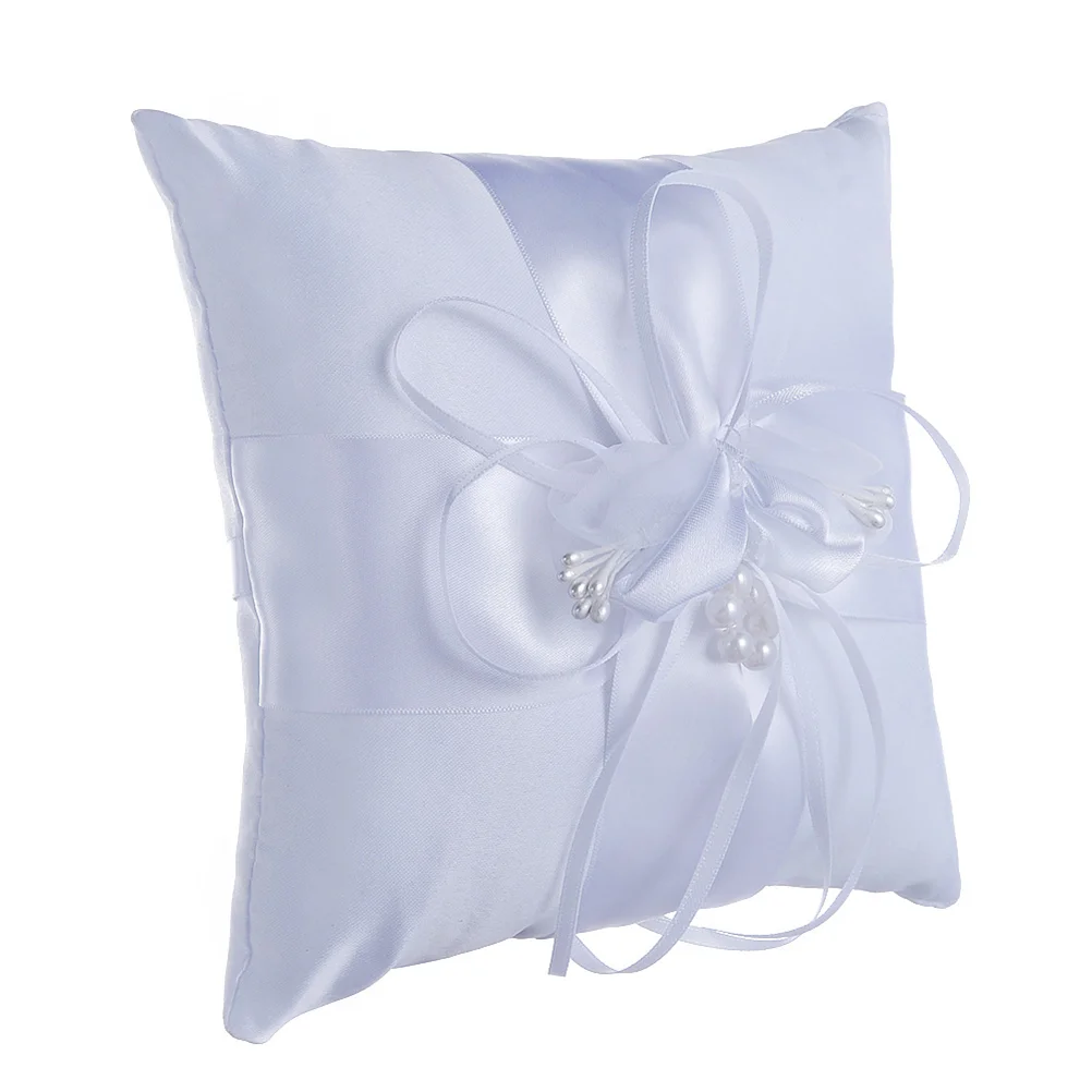 

Wedding Ring Pillow Cushion Pearl Flower Decorated Ring Bearer Pillow 15x15cm ring cushion wedding flower ring pillow