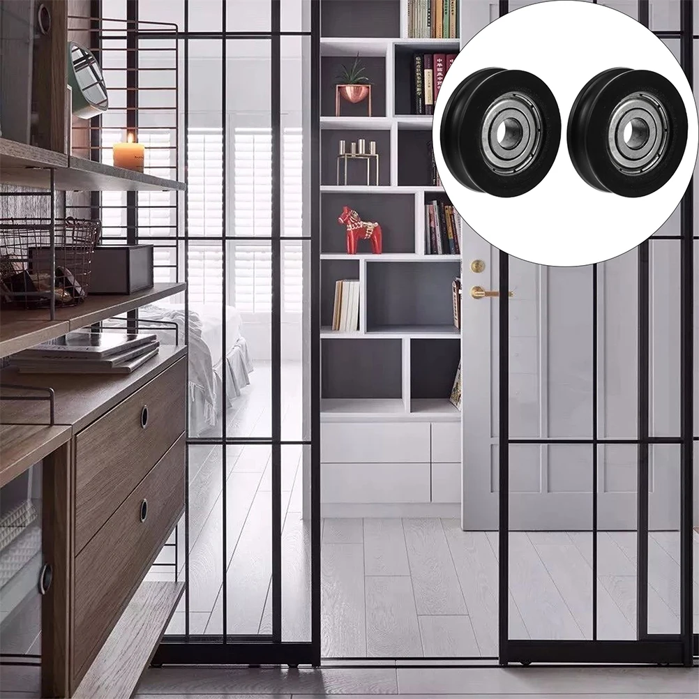 

4pcs Durable Nylon Barn Door Pulleys High Load Capacity Smooth Rolling Guide Wheels for Cabinets Closets Drawers Wardrobes