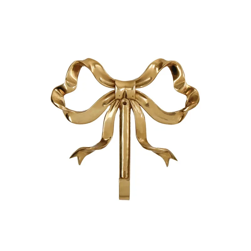 Nordic Retro Clothes Hook Coat Hook Bedroom Porch Bathroom Decoration Luxury Solid Brass Bow Shape Wall Hook