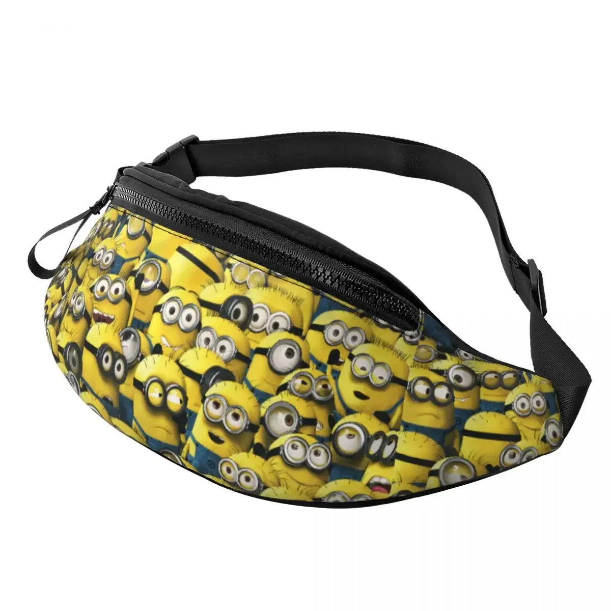 Custom M-Minions Cartoon  Bananas Fanny Pack Women Men Casual Crossbody Waist Bag for Hiking Phone Money Pouch