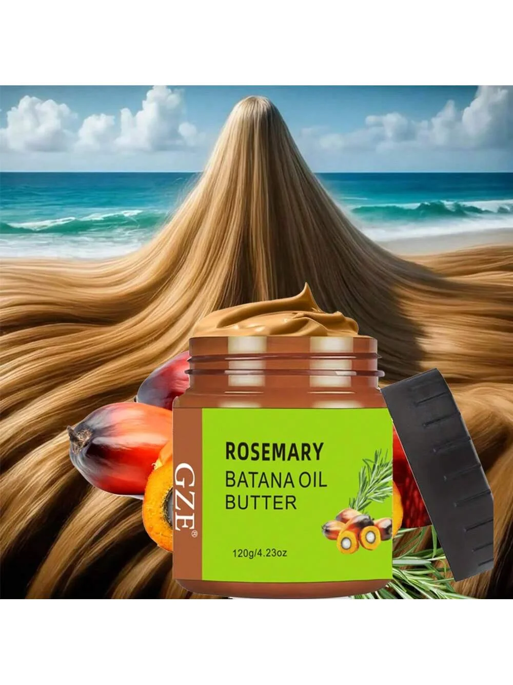 GZE Rosemary Oil & Batana Oil Hair Butter Natural Ingredients Hair Mask Deep Moisturizing Repair Dry Damaged Hair Repair Split